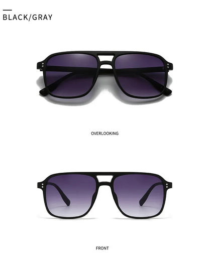 Retro Sonnenbrille für Damen & Herren | Doppel-Brücke Design, UV400 Schutz, Vintage Gradient Shades