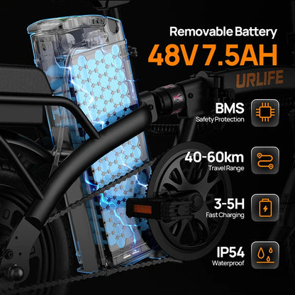 Kompaktes 14" Falt-E-Bike mit 250W & 48V Power für Stadt & Alltag