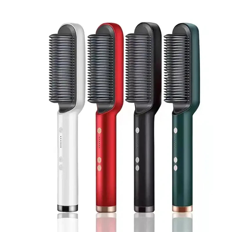 2in1 Heißkamm Glätteisen Lockenstab 120-210°C Anti-Hitze Haarstyler Kamm