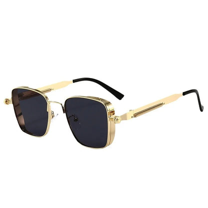 Retro Steampunk Sonnenbrille – Edelstahl Rahmen, Spiegelgläser für Herren & Damen UV400 Schutz