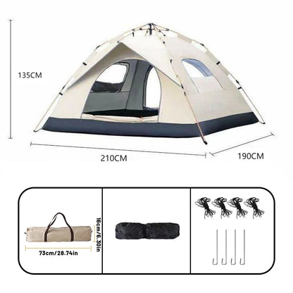 Pop Up Campingzelt 3-4 Personen Automatikzelt Wasserdicht Strandzelt Outdoor