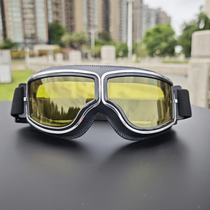 Retro Motorradbrille Vintage Schutzbrille Herren Damen Outdoor Fahrrad Brille