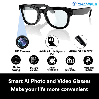 Intelligente Bluetooth-Brille mit Kamera & KI-Assistenz