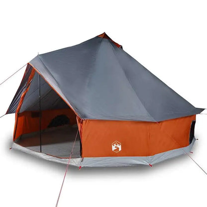 6 Personen Tipi Zelt Familienzelt Wasserdicht Camping Moskitonetz Grau Orange