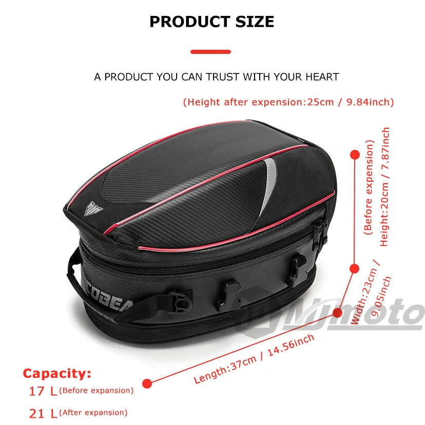 Motorrad Hecktasche Wasserdicht 800D Oxford Gepäcktasche Reise Tasche 37x23cm