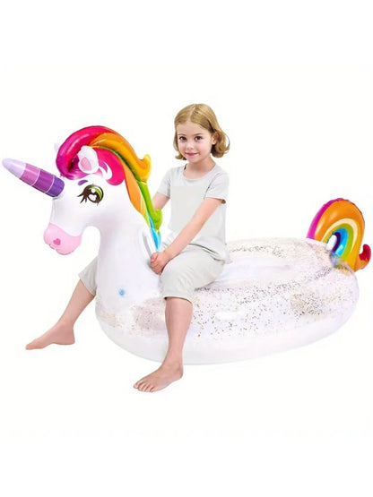 Einhorn Pool Schwimmreifen für Kinder, Aufblasbarer Schwimmring mit Griff – Poolring für Sommer