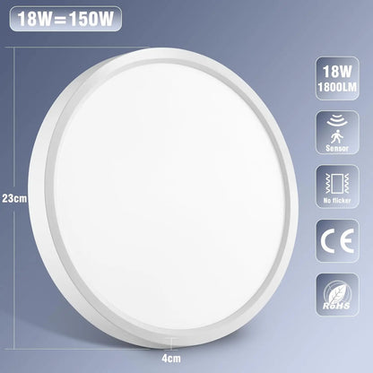 Oraymin LED Deckenleuchte 18W mit Bewegungssensor 4000K Radar Flurlampe