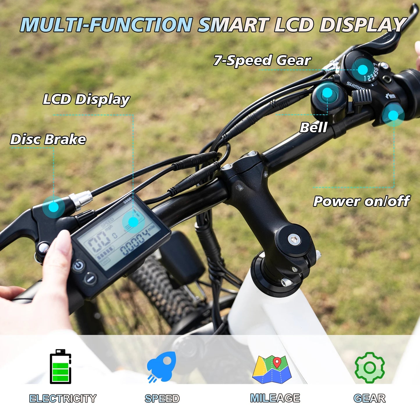26-Zoll  Elektrofahrrad für Erwachsene 7-Gang E- Mountainbike mit 250W Motor