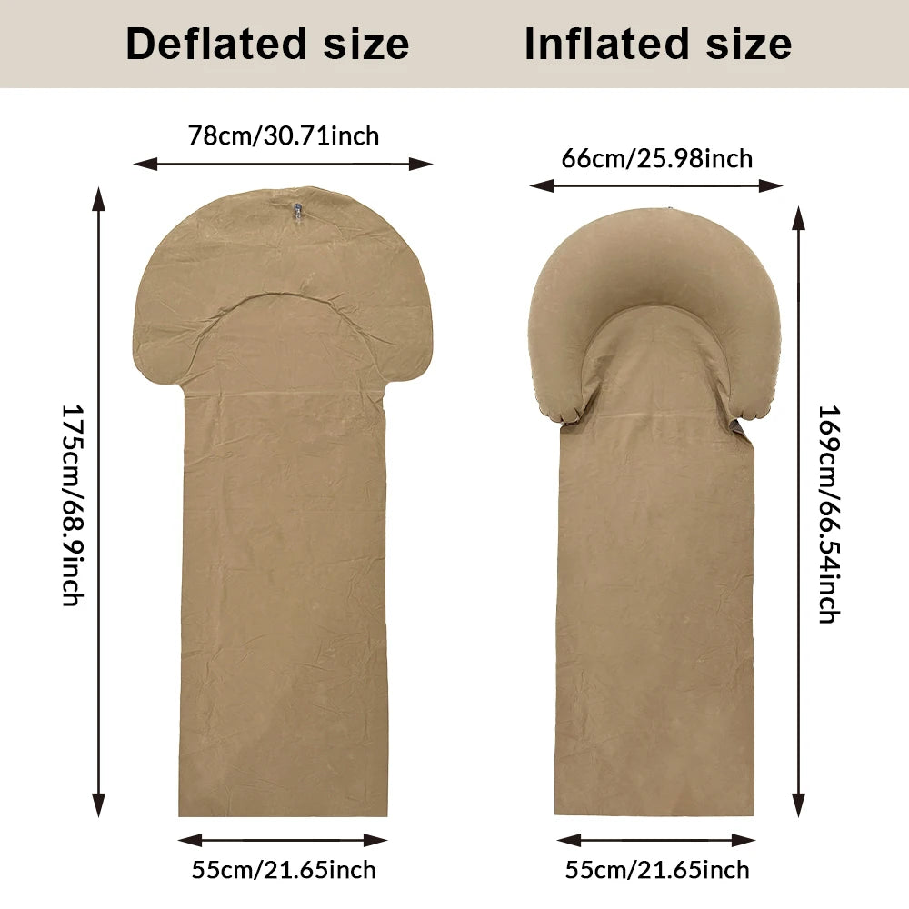 1 Stück Aufblasbare Strandmatte mit Kissen, beflocktes PVC, aufblasbare Outdoor-Schlafmatte, tragbare Matratze für Wandern und Camping
