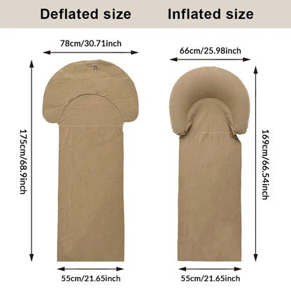 1 Stück Aufblasbare Strandmatte mit Kissen, beflocktes PVC, aufblasbare Outdoor-Schlafmatte, tragbare Matratze für Wandern und Camping