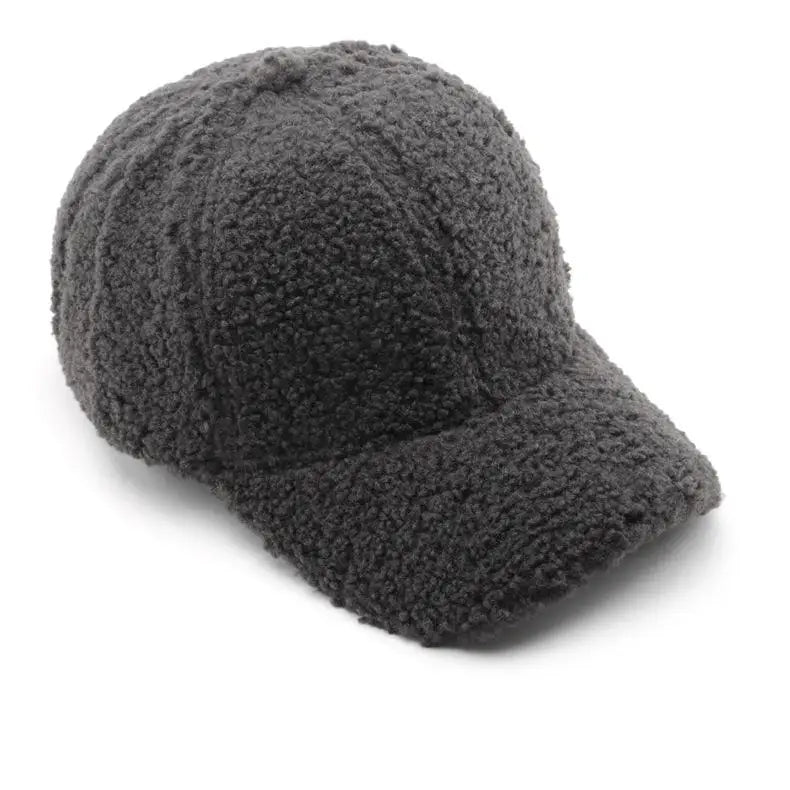 Baseball Cap warme Plüsch Kappe aus Kunstlammwolle | Verstellbare Mütze für Herbst & Frühling