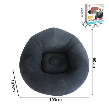 Aufblasbares Lazy Sofa Einzel – Beflockter Luftsessel PVC Camping Lounge Sofa Garten Strand Tragbar