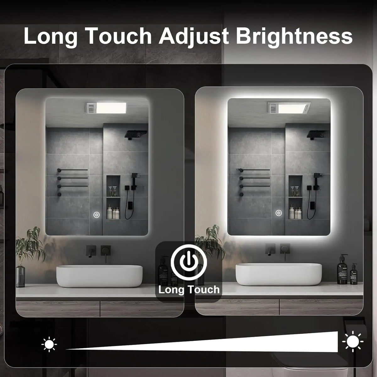 LED Badezimmerspiegel 45x60cm Beleuchtet 3 Lichtfarben Dimmbar Touch IP54