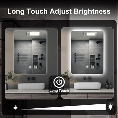 LED Badezimmerspiegel 45x60cm Beleuchtet 3 Lichtfarben Dimmbar Touch IP54