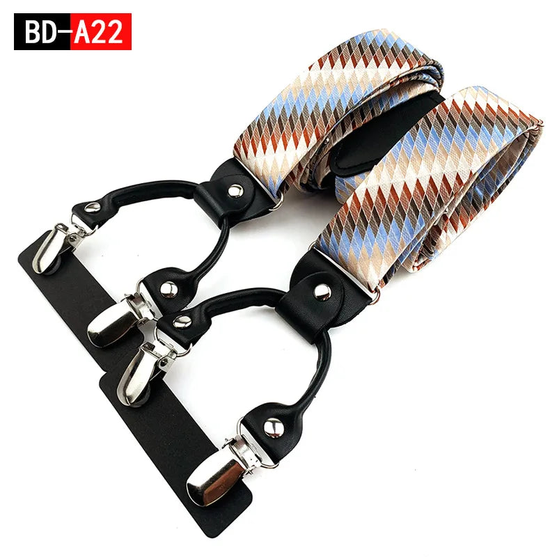 Designer Hosenträger Herren Paisley 6 Clips Elastisch Verstellbar 3,5 cm Y-Form Hochzeit Business
