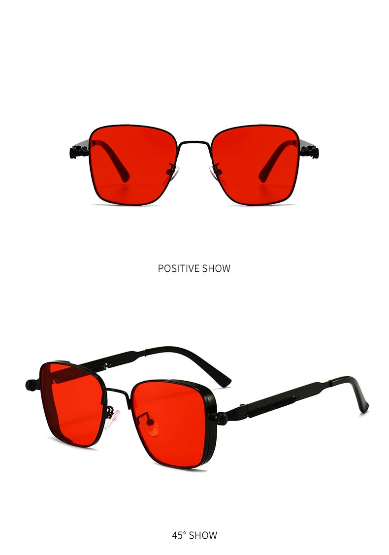 Retro Steampunk Sonnenbrille – Edelstahl Rahmen, Spiegelgläser für Herren & Damen UV400 Schutz