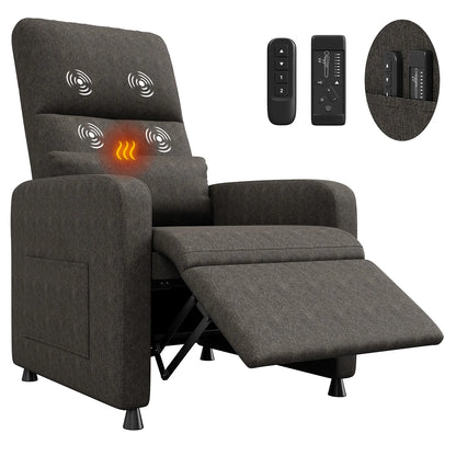 Relaxsessel NOVALUX Elektrisch Massagesessel mit Wärme USB Liegefunktion Grau