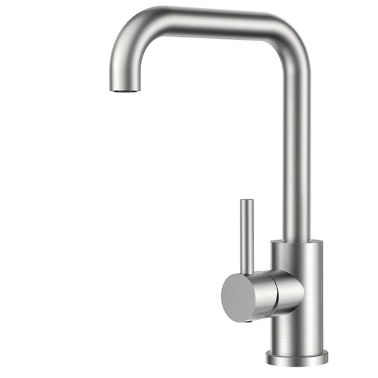 Küchenarmatur Edelstahl 360° Drehbar – Warm- & Kaltwasser Wasserhahn Spültischarmatur mit Keramikventil Silber
