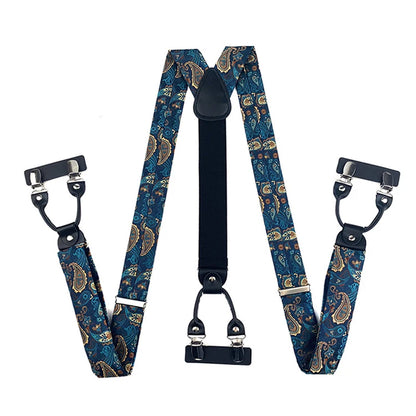 Designer Hosenträger Herren Paisley 6 Clips Elastisch Verstellbar 3,5 cm Y-Form Hochzeit Business