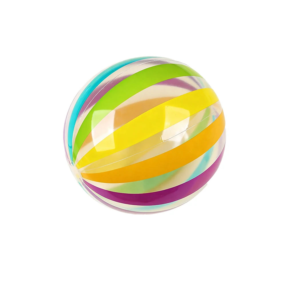 1 x bunt gestreifter, transparenter, aufblasbarer Strandball für Pool-Partyspiele – lustiger und lebendiger Ball für Outdoor-Aktivitäten
