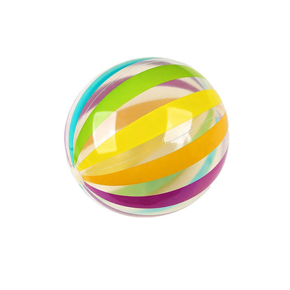 1 x bunt gestreifter, transparenter, aufblasbarer Strandball für Pool-Partyspiele – lustiger und lebendiger Ball für Outdoor-Aktivitäten