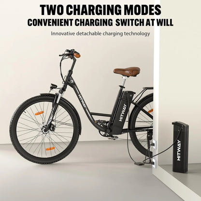 E-Bike 28 Zoll City- & Trekkingfahrrad 250W Motor, 36V 13Ah Akku (bis 90 km Reichweite) mit LCD-Display, 7-Gang Shimano & Stoßdämpfung