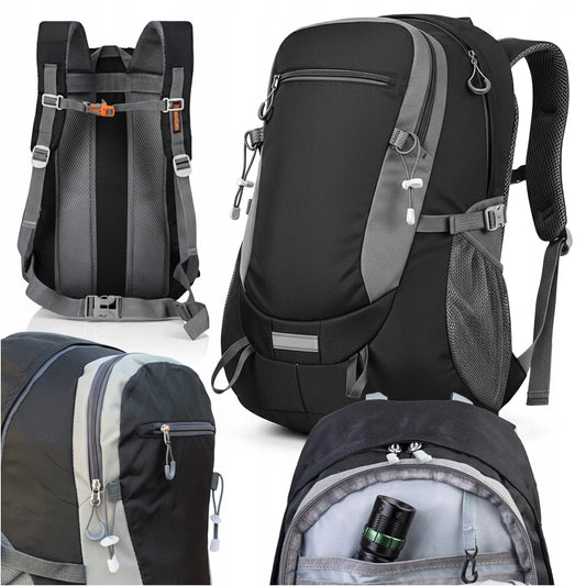 40L Trekkingrucksack Wasserdicht – Wanderrucksack Reiserucksack Laptopfach Camping Outdoor Schwarz