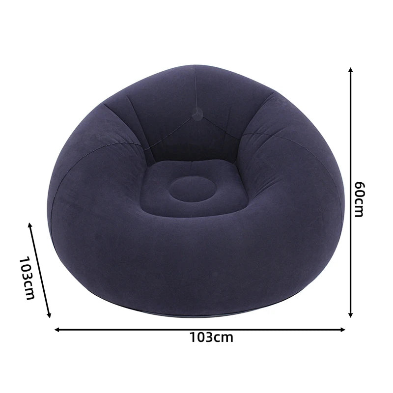 Aufblasbares Lazy Sofa Einzel – Beflockter Luftsessel PVC Camping Lounge Sofa Garten Strand Tragbar