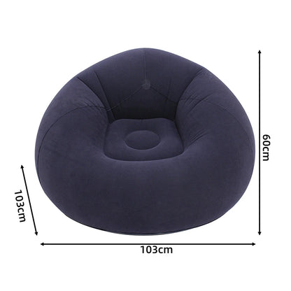 Aufblasbares Lazy Sofa Einzel – Beflockter Luftsessel PVC Camping Lounge Sofa Garten Strand Tragbar