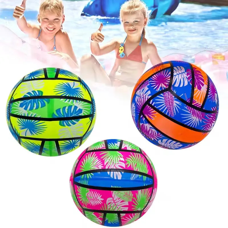 1/2/3 Stück aufblasbare Beach-Volleybälle, 4 Stück – PVC-Poolspielzeug mit tropischem Blattmuster, Sommer-Outdoor-Sportausrüstung für Erwachsene und Kinder