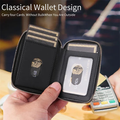 Magnetische Leder Geldbörse-Hülle mit Kartenhalter & Reißverschluss – Handyhülle mit Standfunktion für iPhone 16 / 15 / 14 / 13 / 12 / 11 Pro Max (MagSafe)