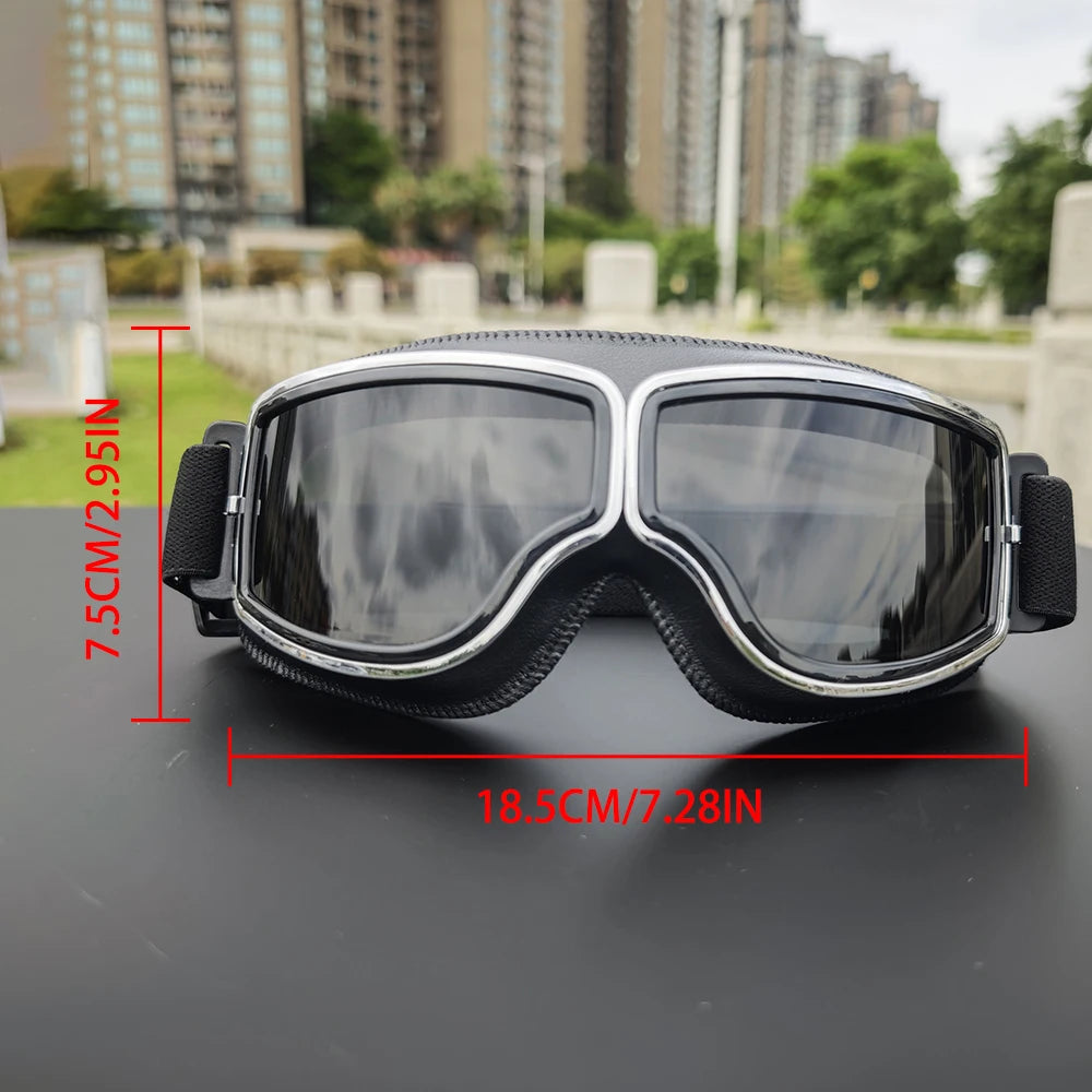 Retro Motorradbrille Vintage Schutzbrille Herren Damen Outdoor Fahrrad Brille