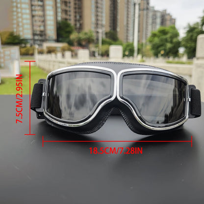 Retro Motorradbrille Vintage Schutzbrille Herren Damen Outdoor Fahrrad Brille