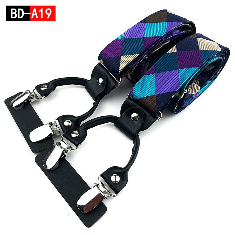 Designer Hosenträger Herren Paisley 6 Clips Elastisch Verstellbar 3,5 cm Y-Form Hochzeit Business