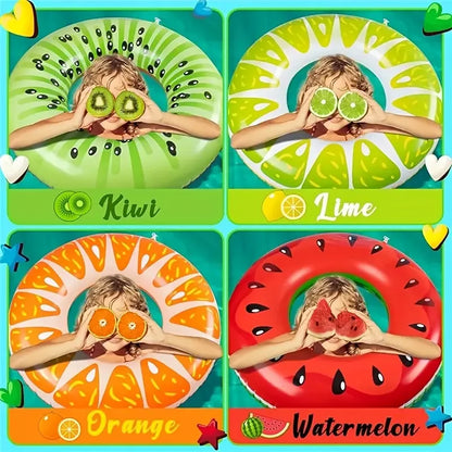 90 cm Aufblasbarer Schwimmring - Fruchtmuster-Schwimmring mit Anti-Leck-Ventil, Dickes PVC-Material