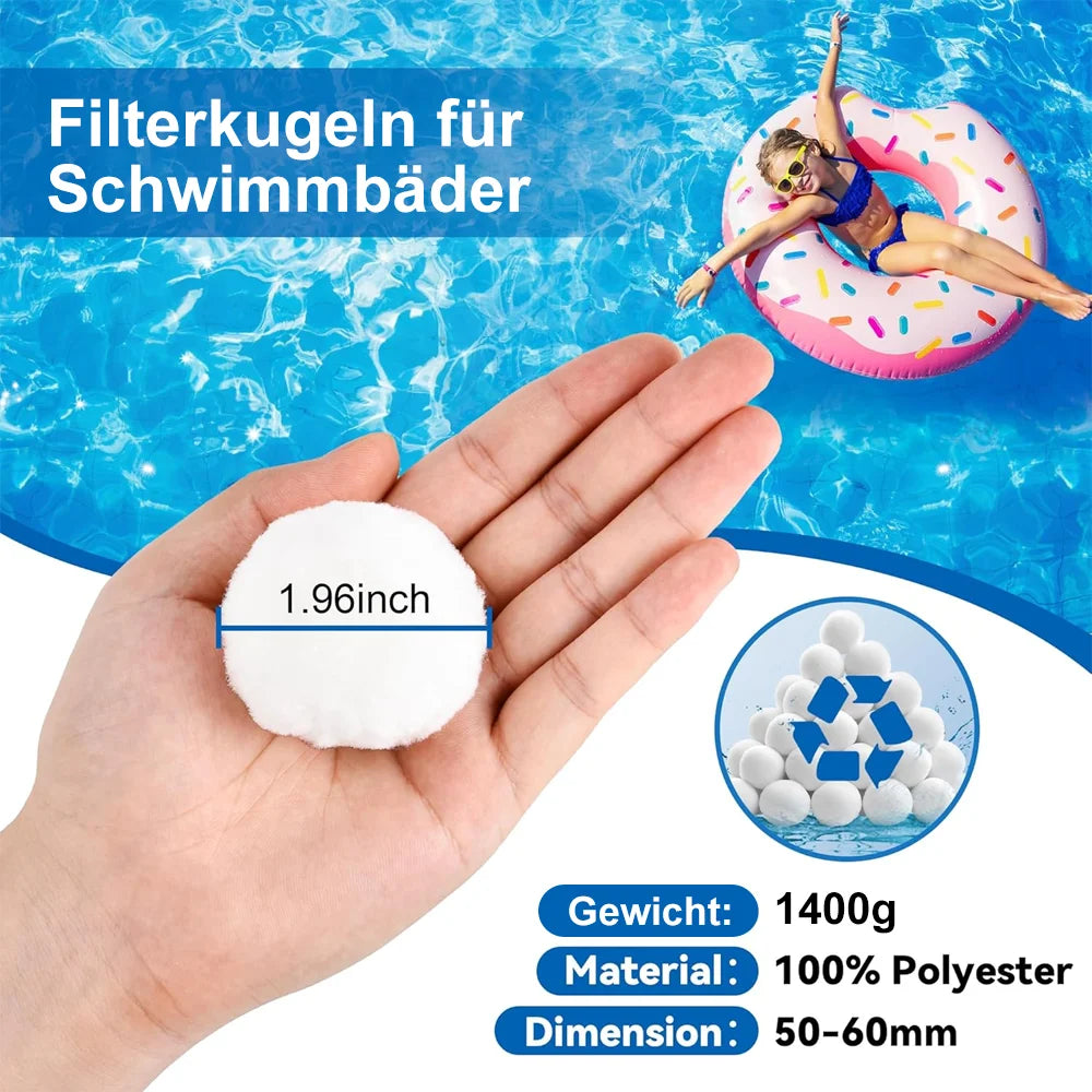700g Filterball Wasserfaser-Baumwollbälle Schwimmende Kugeln Oberflächenöl-Absorber für Schwimmbäder Filtersand Wiederverwendbarer Filterball