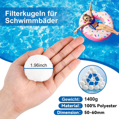 700g Filterball Wasserfaser-Baumwollbälle Schwimmende Kugeln Oberflächenöl-Absorber für Schwimmbäder Filtersand Wiederverwendbarer Filterball