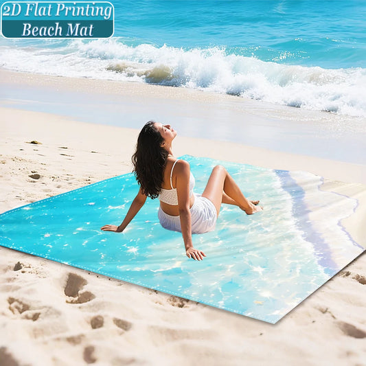 1-teiliges Set, Sommer-Strandmatte für draußen, inklusive 4 Bodenheringen, einzigartiges Druckdesign, lichtbeständig, leicht, schnell trocknend, einfach zu transportieren, wind- und sanddicht, modische und trendige Outdoor