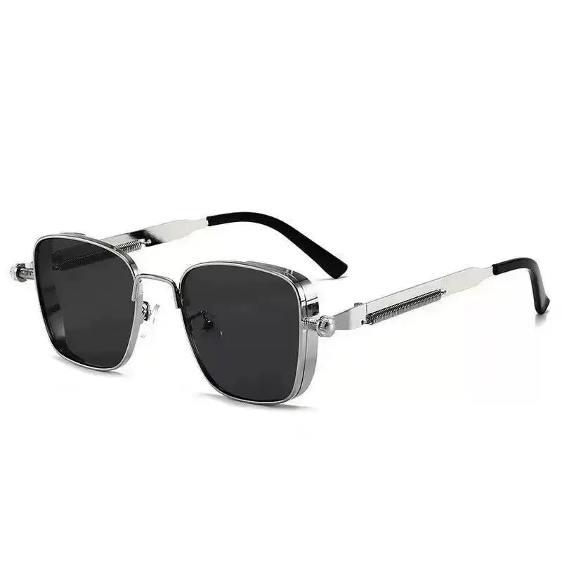 Retro Steampunk Sonnenbrille – Edelstahl Rahmen, Spiegelgläser für Herren & Damen UV400 Schutz