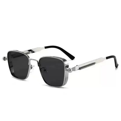Retro Steampunk Sonnenbrille – Edelstahl Rahmen, Spiegelgläser für Herren & Damen UV400 Schutz