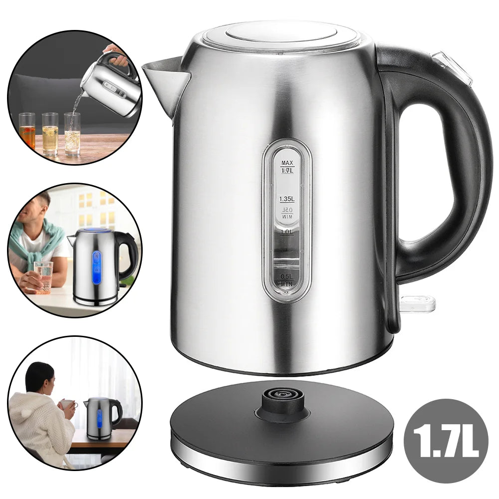 Wasserkocher Edelstahl 1,7L – 1850-2000W Schnellkocher mit LED-Beleuchtung