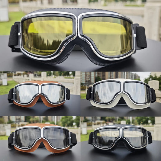Retro Motorradbrille Vintage Schutzbrille Herren Damen Outdoor Fahrrad Brille