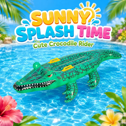 1 Stück aufblasbares Krokodil-Schwimmtier mit Griffen, Wasserspielzeug Alligator-Floß für Strand, Pool und Sommerspaß