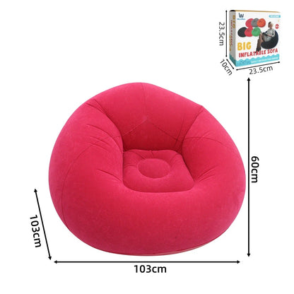 Aufblasbares Lazy Sofa Einzel – Beflockter Luftsessel PVC Camping Lounge Sofa Garten Strand Tragbar