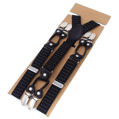 Hosenträger Herren 6 Clips Elastisch Verstellbar Y-Form 120 cm Unisex Gestreift