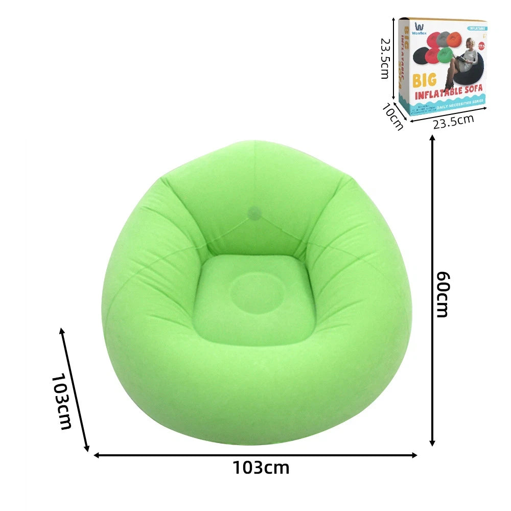 Aufblasbares Lazy Sofa Einzel – Beflockter Luftsessel PVC Camping Lounge Sofa Garten Strand Tragbar