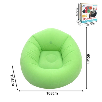 Aufblasbares Lazy Sofa Einzel – Beflockter Luftsessel PVC Camping Lounge Sofa Garten Strand Tragbar