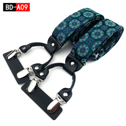 Designer Hosenträger Herren Paisley 6 Clips Elastisch Verstellbar 3,5 cm Y-Form Hochzeit Business
