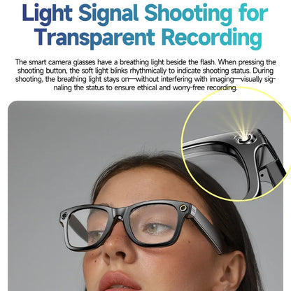Intelligente Bluetooth-Brille mit Kamera, Videoaufnahme, Sprachsteuerung & KI-Übersetzung. Für Alltag & Action