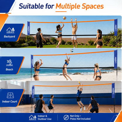 Tragbares Volleyball-Netz für Draußen und Drinnen, Badminton-Trainingsnetz für Garten, Strand und Sportplätze, Nur Netz, Ohne Stangen